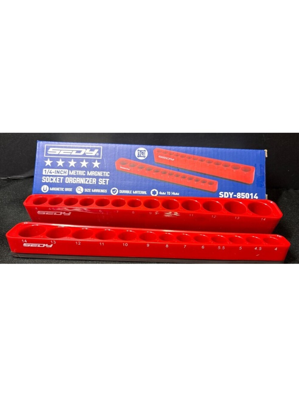 Brand New 2 Piece 1/4”Drive Metric Magnetic Socket Organizer Set Holds 19 Socket